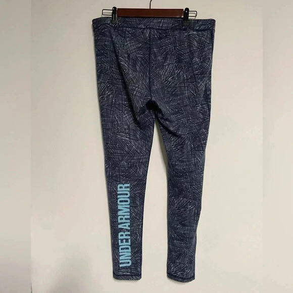 Under Armour Charged Leggings Blue SpellOut Women's (L ) Running Yoga Athleisure - Picture 4 of 14
